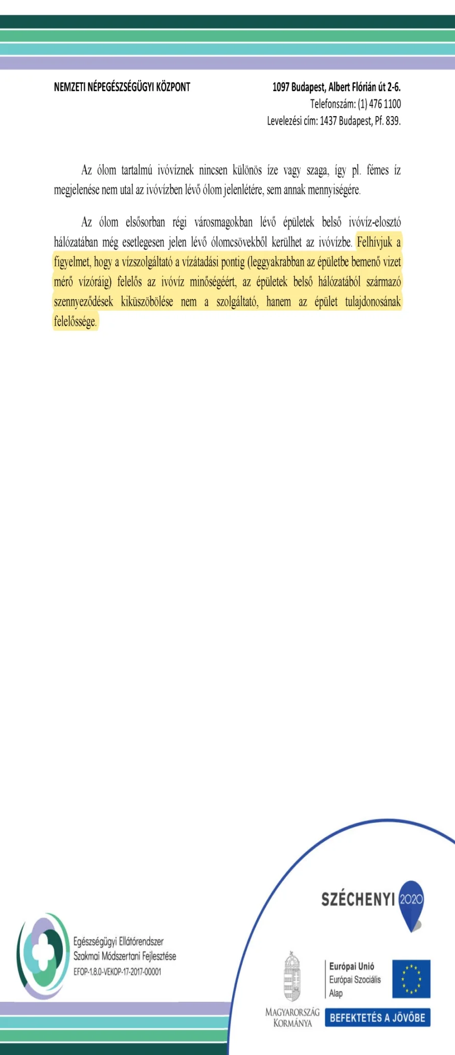 csapvíz ólomtartalma